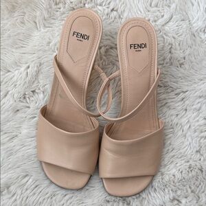 Fendi First Women's Nude Leather Sandals